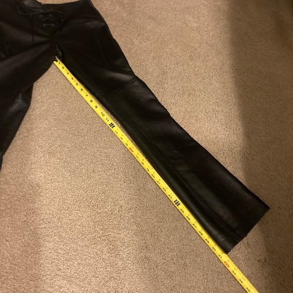 bebe Black Leather Low-Rise Lace-Up Bootcut Pants | Y2K | Size 8 - Picture 10 of 14